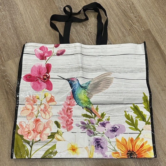 Handbags - Floral Hummingbird reusable Tote Bag